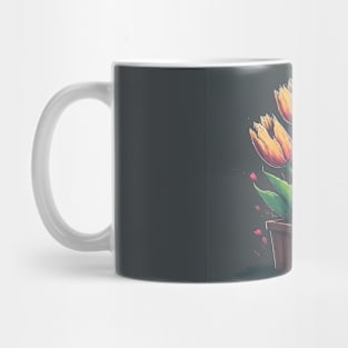 Tulips in a wood Pot Mug